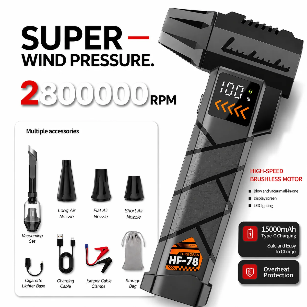 Superkrachtige 2800000RPM elek - Dryer Car Blower recensie en prijs